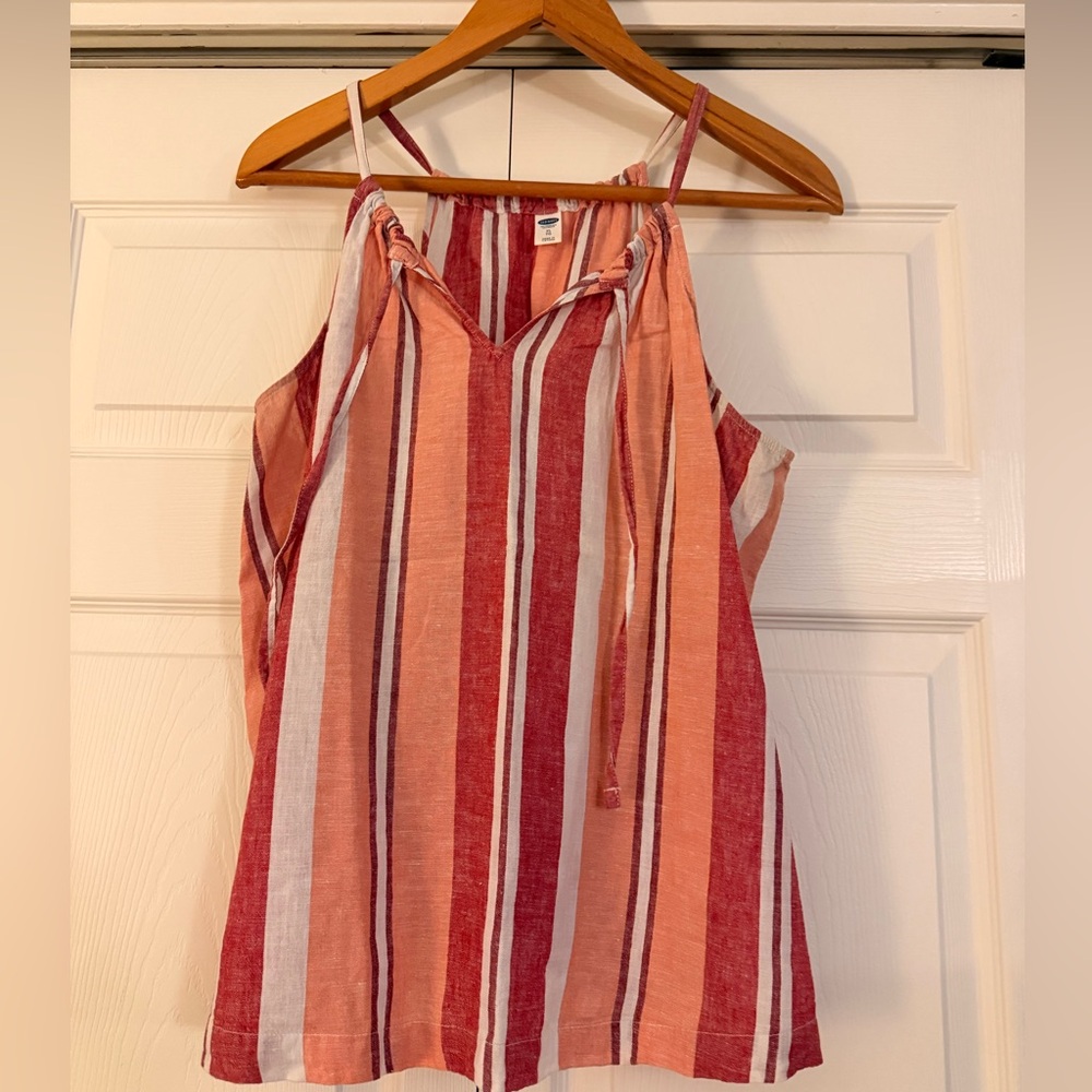 Old Navy Red and Coral Striped Women's Camisole
